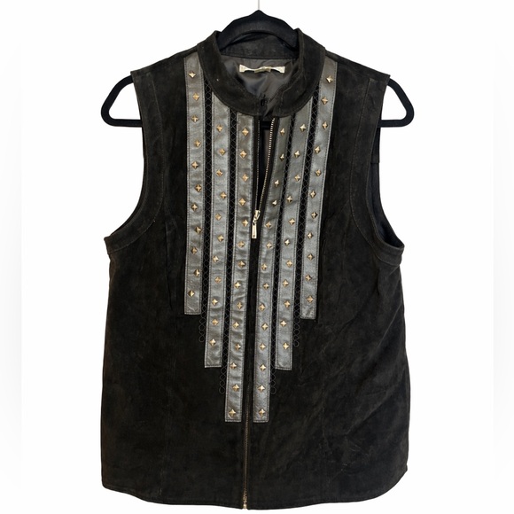 Peter Nygard Jackets & Blazers - Black Suede Studded Vest Western Boho Biker Festival Moto Style